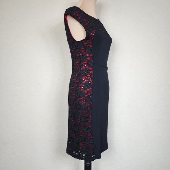 Red & Black Lace Bodycon Dress - Picture 7 of 10